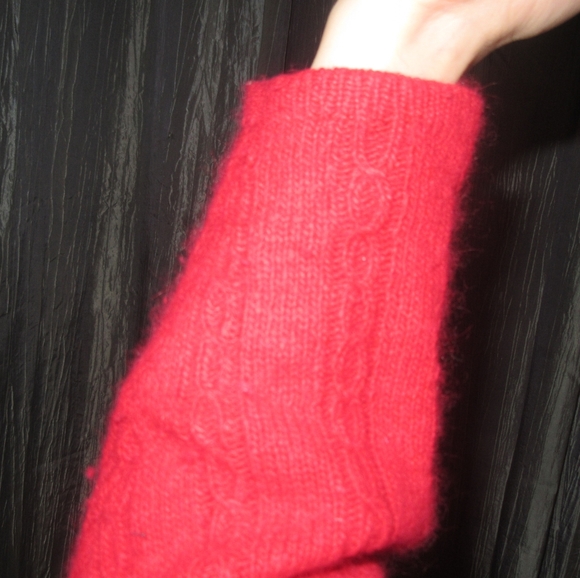 Vintage Fuzzy Red Knit Cowl Neck Sweater - Picture 3 of 5